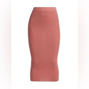 CAROLINE CONSTAS Kate Rib-knit Wool Skirt In Dusty Rose XS